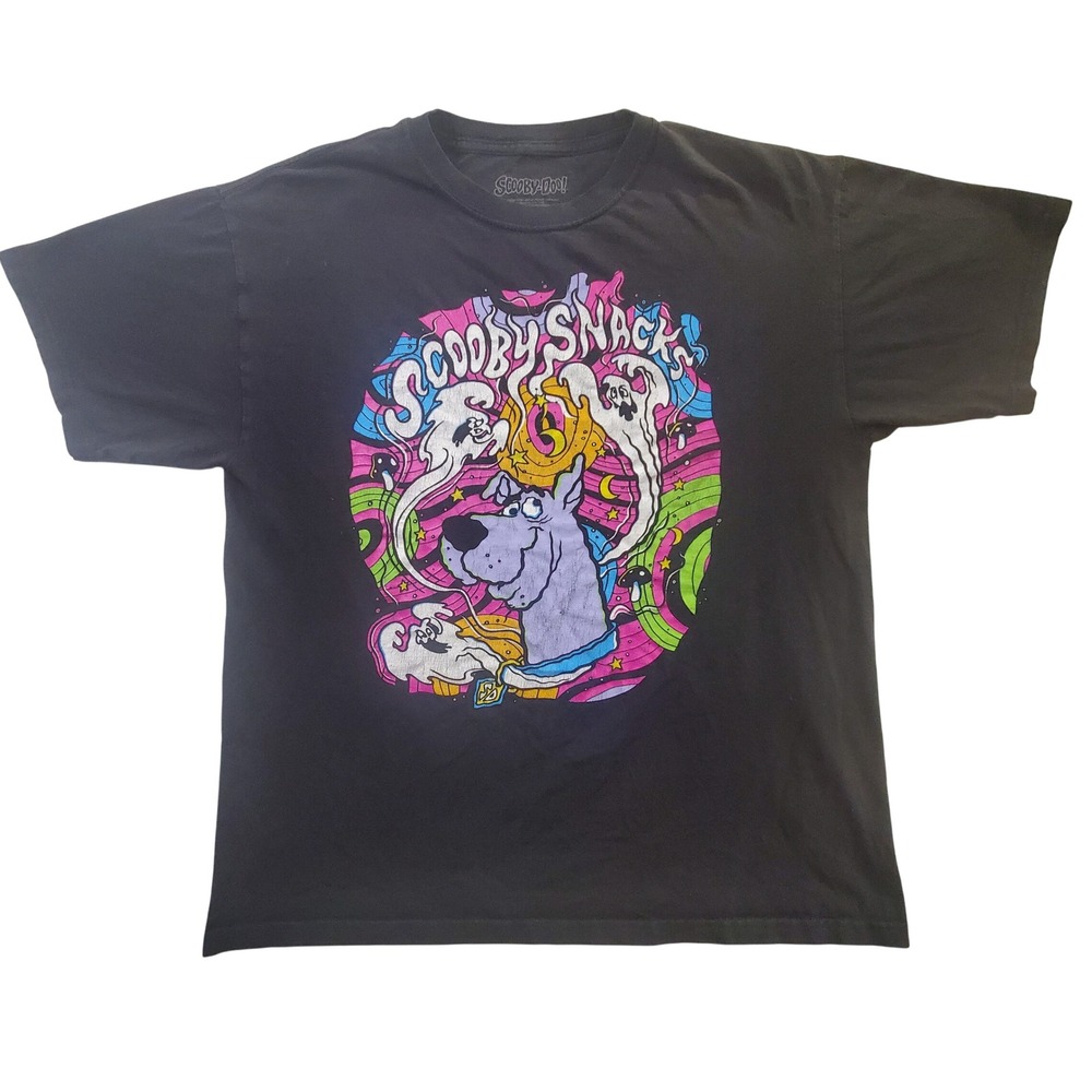 Scooby-Doo Scooby Snacks Graphic T-Shirt Mens Large Black Psychedelic Ghosts Tee